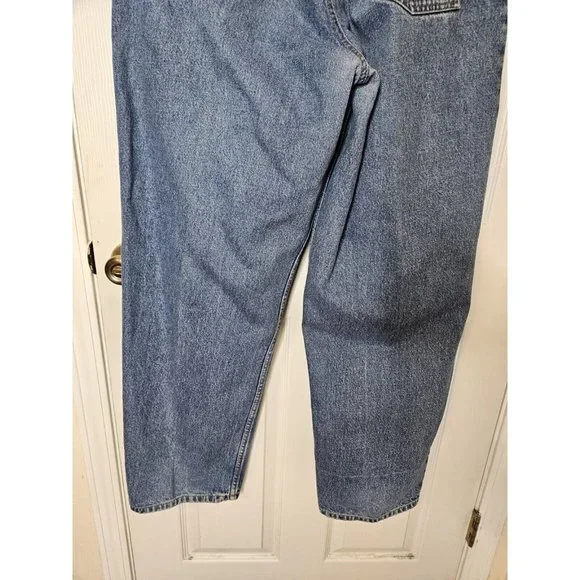 Vintage Tommy Hilfiger Jeans Mens 36x32 Blue Big Flag Straight Y2K Pants Baggy - Picture 10 of 12